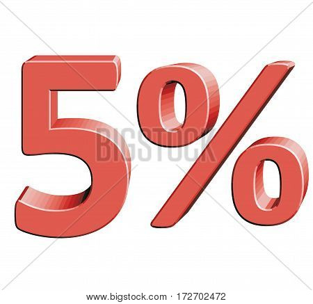 5% Vector illustration with 3D effect Percentage rate icon on a white background Five percent Discount Tag Special Offer Label Sale Symbol