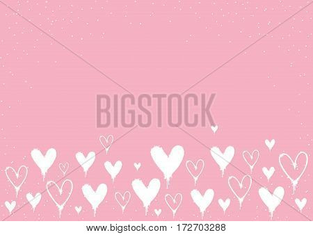 Spray Paint Valentine's Day Hearts with copy space on pink background.