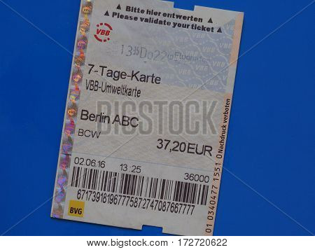 Seven Day Ticket In Berlin Over Blue