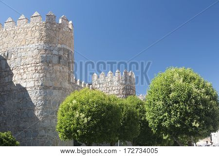 Avila (Castilla y Leon Spain): the famous medieval walls surrounding the city