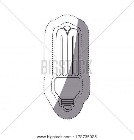 grayscale contour sticker with fluorescent lamp vector illustration