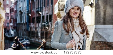 Traveller Woman In Venice, Italy Looking Into The Distance