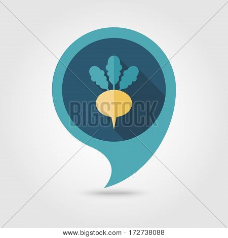 Turnip flat vector pin map icon. Map pointer. Map markers. Vegetable root vector illustration