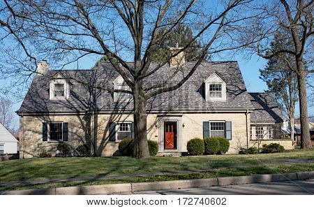 Large Tan Limestone House