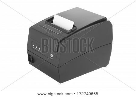 A black portable printer on white background