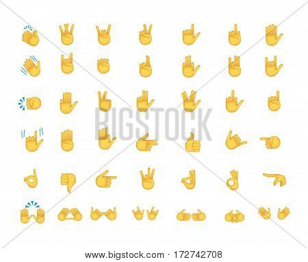 Gestures emoji vector. Smile icon set. Emoticon icon web.