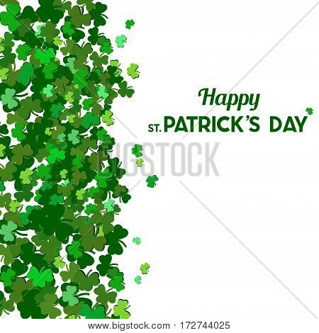 St Patrick's Day Vector Background With Shamrock. Lucky Spring Symbol. Clover In Green Shades Isolat