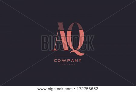 Aq A Q Pink Vintage Retro Letter Company Logo Icon Design