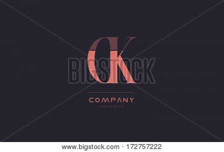 Ck C K Pink Vintage Retro Letter Company Logo Icon Design