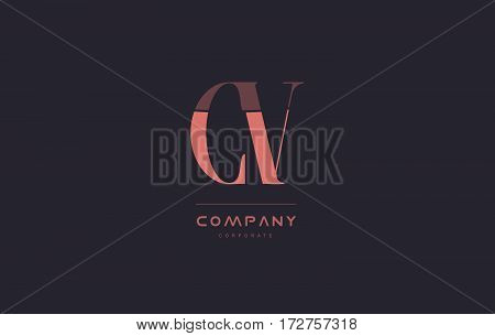 Cv C V Pink Vintage Retro Letter Company Logo Icon Design