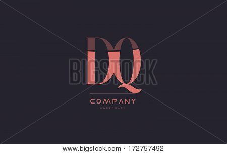 Dq D Q Pink Vintage Retro Letter Company Logo Icon Design