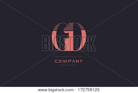 Gd G D Pink Vintage Retro Letter Company Logo Icon Design