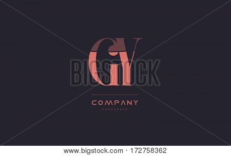 Gy G Y Pink Vintage Retro Letter Company Logo Icon Design