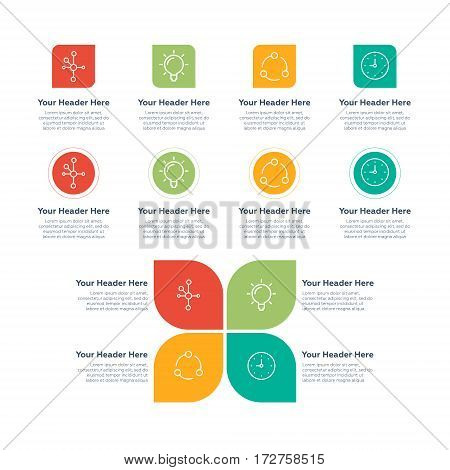 Infographic elements. Features and steps vector illustration
