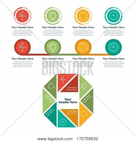 Infographic elements. Features and steps vector illustration