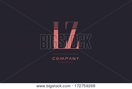 Lz L Z Pink Vintage Retro Letter Company Logo Icon Design