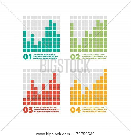 Infographics elements. Progress bars and four steps