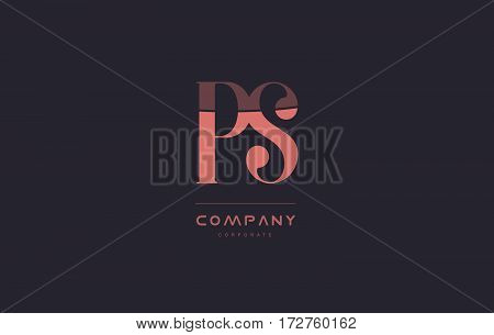 Pq P Q Pink Vintage Retro Letter Company Logo Icon Design