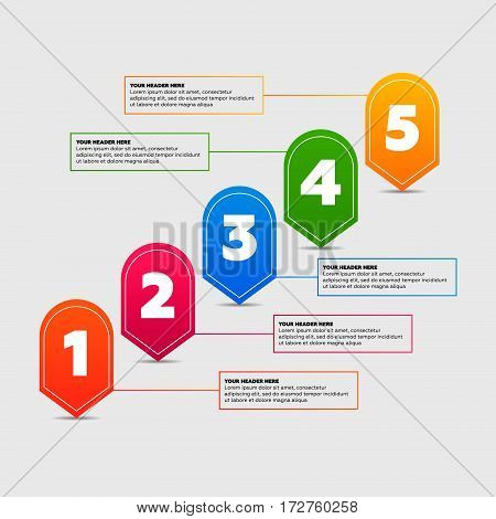 Infographics elements. Five steps process vector illustration