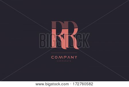 Rr R Pink Vintage Retro Letter Company Logo Icon Design