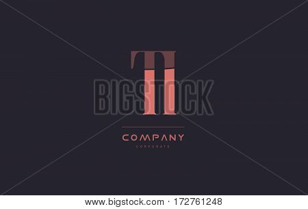 Ti T I Pink Vintage Retro Letter Company Logo Icon Design