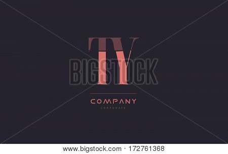 Ty T Y Pink Vintage Retro Letter Company Logo Icon Design