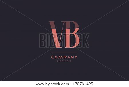 Vb V B Pink Vintage Retro Letter Company Logo Icon Design