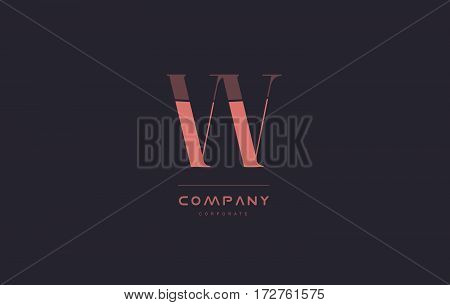 Vv V Pink Vintage Retro Letter Company Logo Icon Design