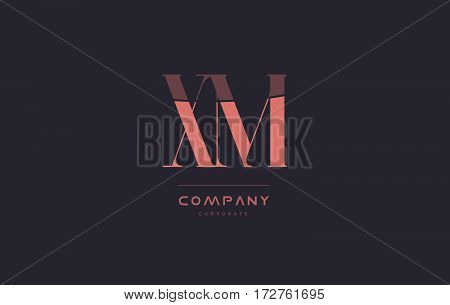 Xm X M Pink Vintage Retro Letter Company Logo Icon Design