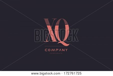 Xq X Q Pink Vintage Retro Letter Company Logo Icon Design