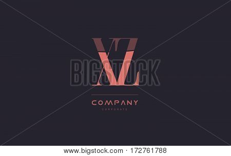 Xz X Z Pink Vintage Retro Letter Company Logo Icon Design