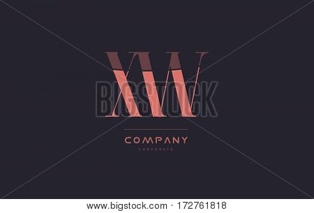Xw X W Pink Vintage Retro Letter Company Logo Icon Design