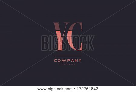 Yc Y C Pink Vintage Retro Letter Company Logo Icon Design