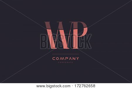 Wp W P Pink Vintage Retro Letter Company Logo Icon Design