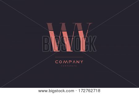 Wy W Y Pink Vintage Retro Letter Company Logo Icon Design