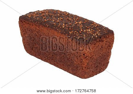 Traditional Borodinsky bread closeup isolated on white background