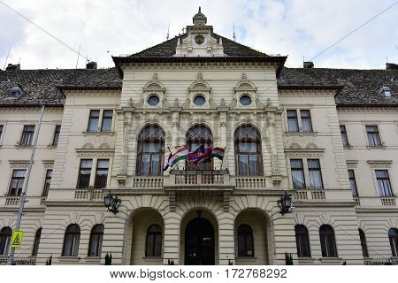 historic buildings and castle  of town Mosanmagyarovar in Hungary