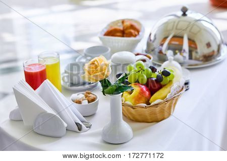 delicious breakfast for two at the luxury hotel