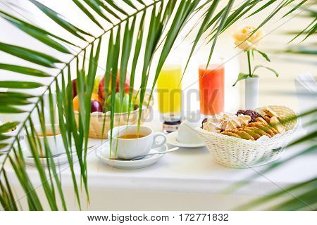delicious breakfast for two at the luxury hotel