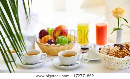 delicious breakfast for two at the luxury hotel