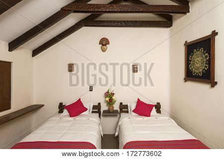 Room Interier In A Traditional Hotel In Chivay, Arequipa, Peru