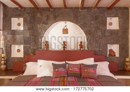Room Interier In A Traditional Hotel In Chivay, Arequipa, Peru
