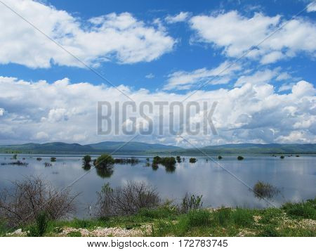 breathtaking european lake in Croatia with a sky full of clouds