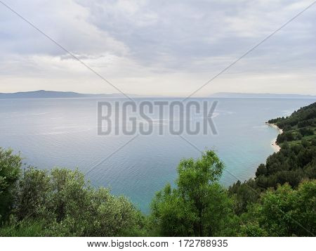 peaceful panoramic view of the Adriatic sea in Croatia