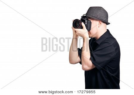 Ung Man tar ett foto