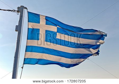 National flag of Greece on a sunny day