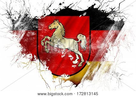 Grunge old lower saxony, niedersachsen flag 