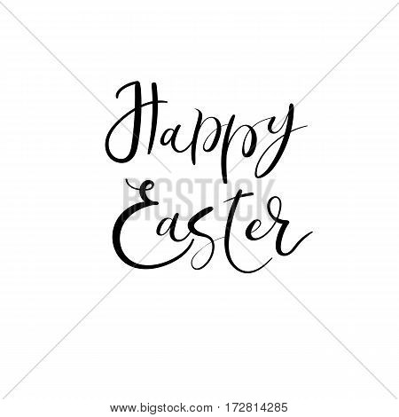 Happy Easter Hand Lettering Text. Modern Calligraphy Style Greeting Card.