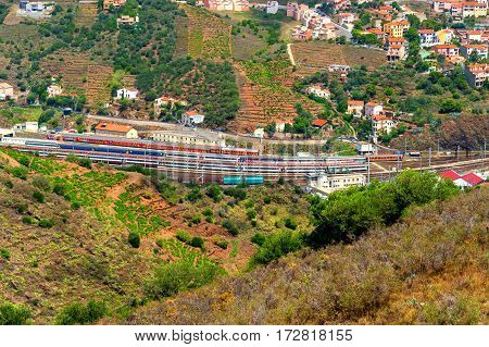View of the train station in Cerbere, France