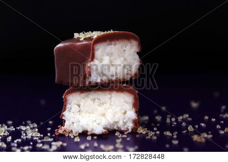 sweetmeat in  on turn blue background temptation dessert  sweet